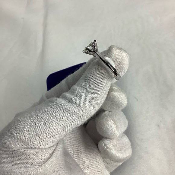 White Gold Plated Sterling Silver 100% Genuine Moissanite Diamond Ring - Picture 3 of 12